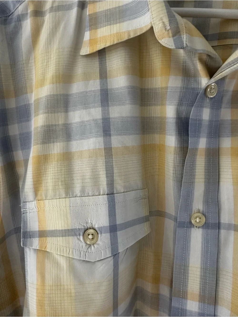 Banana Republic Men's Plaid Button-Down Shirt - Yellow & Light Blue
